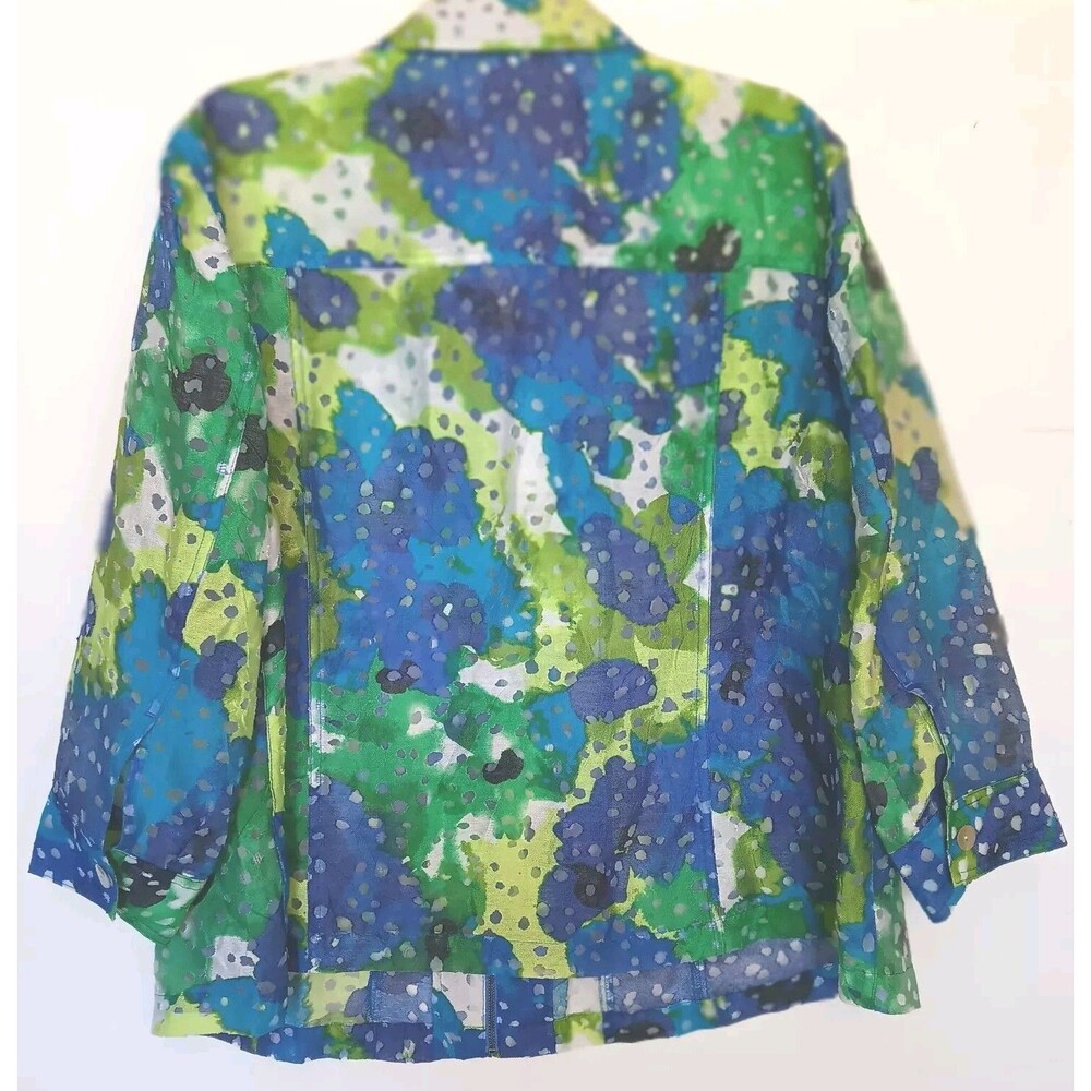 Ruby Rd Favorites Woman Plus Size 20W Purple Green Blue Full Zip Sheer Jacket - Picture 4 of 10